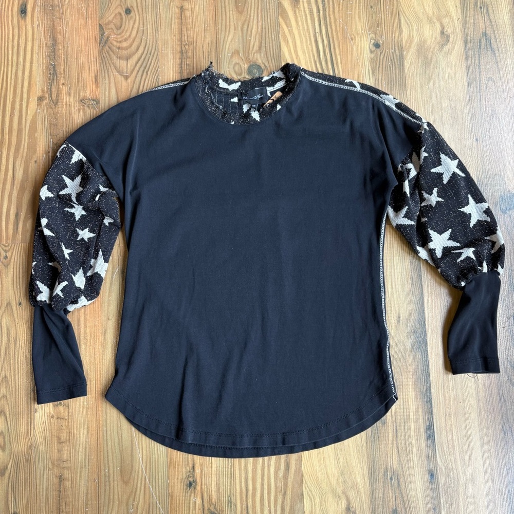 Bianca Nero Black Star Patterned Women's Top Sz XS